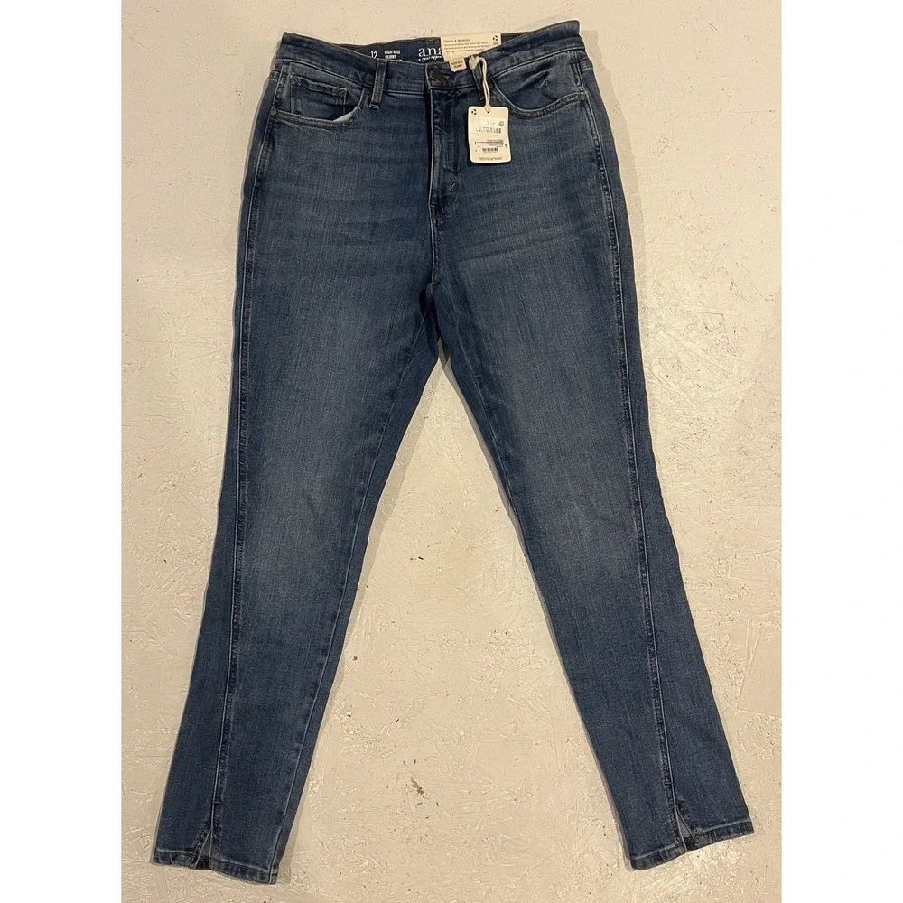 A New Approach ANA Jeans Womens Sz 12 Blue Denim High‎ Rise Skinny Pocket NWT